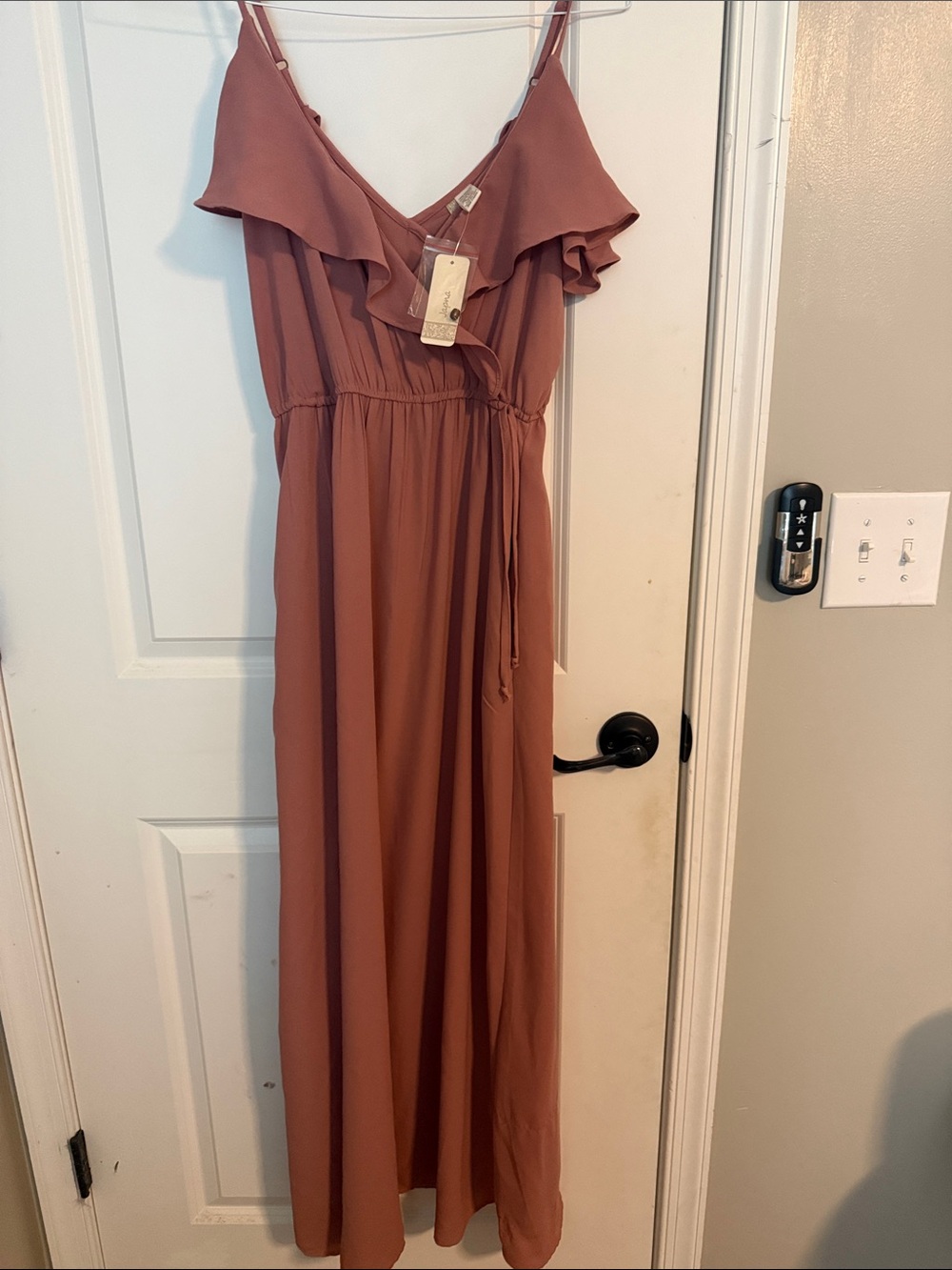 Japna Rust Ruffle-Trim Maxi Dress